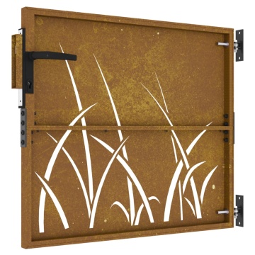 Poartă pentru grădină, 85x75 cm, oțel corten, model iarbă - Img 5