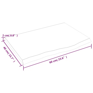 Poliță perete maro deschis 60x40x2 cm lemn masiv stejar tratat - Img 6