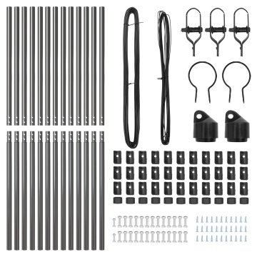 Posturi de gard 13 buc Gri Ø32 mm 190 cm Oțel galvanizat - Img 3