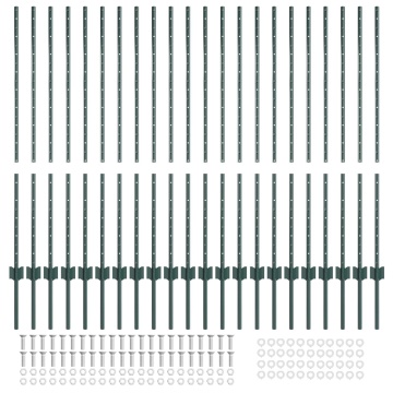 Posturi gard 22 pcs U-Channel verde 160 cm oțel - Img 4