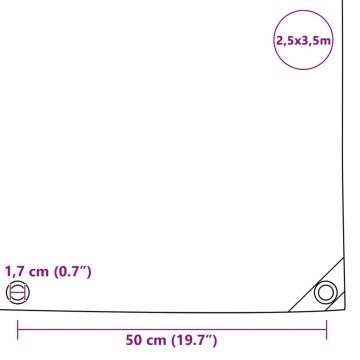 Prelată, gri, 2,5 x 3,5 m, 650 g/m² - Img 6