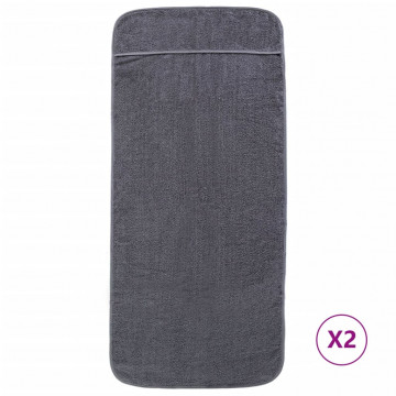 Prosoape de plajă, 2 buc., antracit, 60x135 cm, textil 400 GSM - Img 2