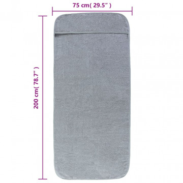 Prosoape de plajă, 2 buc., gri, 75x200 cm, textil 400 GSM - Img 7