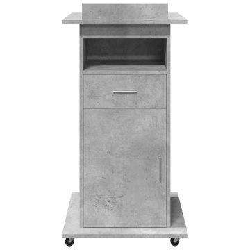 Pupitru cu roți și sertar beton gri 55x55x107 cm lemn prelucrat - Img 4