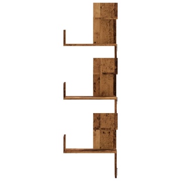 Raft colțar perete lemn vechi 45x45x147 cm lemn prelucrat - Img 4