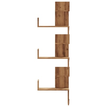 Raft colțar perete stejar artizanal 45x45x147 cm lemn prelucrat - Img 4