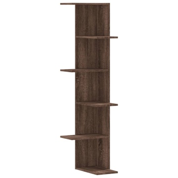 Raft colțar perete stejar maro 36,5x36,5x140cm lemn prelucrat - Img 2