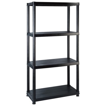 Raft de depozitare cu 4 polițe, negru, 122x30,5x130 cm, plastic - Img 2