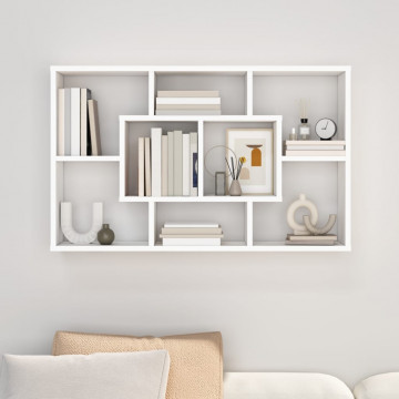 Raft de perete, alb extralucios, 85x16x52,5 cm, lemn compozit - Img 3