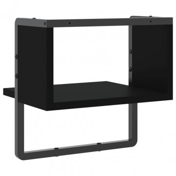 Raft de perete cu bare, negru, 30x25x30 cm - Img 5