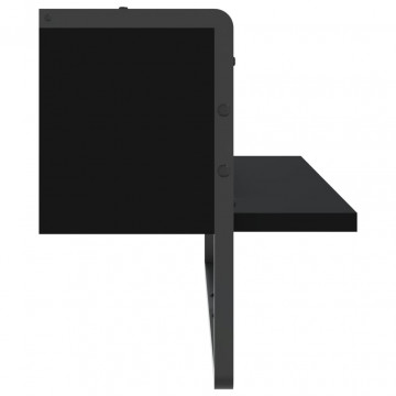 Raft de perete cu bare, negru, 65x25x30 cm - Img 8