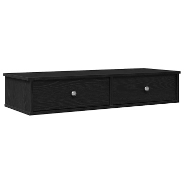 Raft de perete cu sertare negru 100x37,5x19 cm lemn prelucrat - Img 2