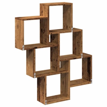 Raft de perete cub, lemn vechi, 78x15x93 cm, lemn prelucrat - Img 5