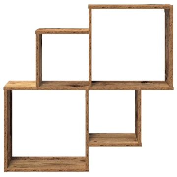 Raft de perete cub, lemn vechi, 80x15x78,5 cm, PAL - Img 4