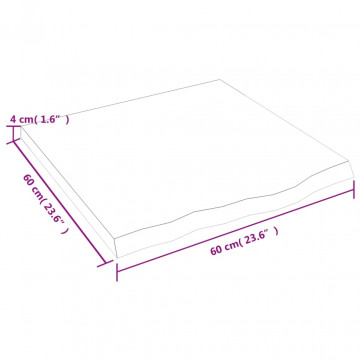 Raft de perete gri închis 60x60x4 cm lemn masiv stejar tratat - Img 3