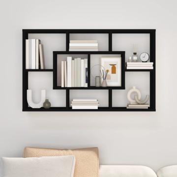 Raft de perete, negru, 85x16x52,5 cm, lemn prelucrat - Img 3
