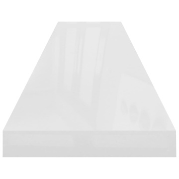 Raft de perete suspendat, alb extralucios, 120x23,5x3,8 cm, MDF - Img 7