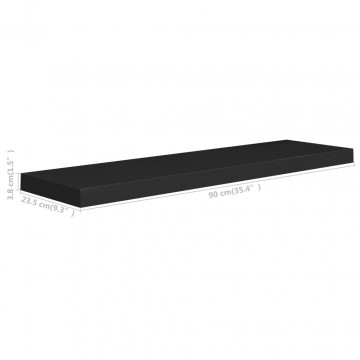 Raft de perete suspendat, negru, 90x23,5x3,8 cm, MDF - Img 6