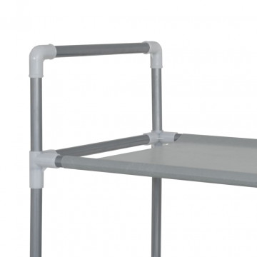 Raft încălțăminte 10 etajere, metal și textil nețesut, argintiu - Img 4