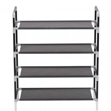 Raft încălțăminte cu 4 rafturi, Metal și textil nețesut, Negru - Img 4