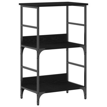 Raft pentru cărți Negru Stejar 50x33x82 cm Lemn prelucrat și Oțel - Img 2