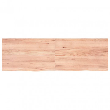 Raft perete maro deschis 160x50x4 cm lemn masiv stejar tratat - Img 1