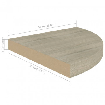 Rafturi colț suspendate, 4 buc., stejar, 35x35x3,8 cm, MDF - Img 7
