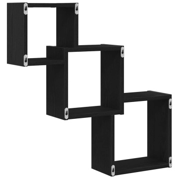 Rafturi cub perete, stejar negru, 68x15x68 cm, lemn prelucrat - Img 6
