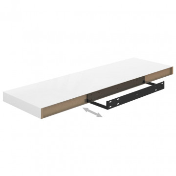 Rafturi de perete, 2 buc., alb extralucios, 80x23,5x3,8 cm, MDF - Img 7