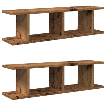 Rafturi de perete 2 buc. lemn vechi 75x18x20 cm, lemn prelucrat - Img 2