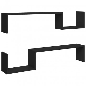 Rafturi de perete, 2 buc., negru, 100x15x20 cm, PAL - Img 2