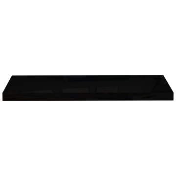 Rafturi de perete 2 buc., negru extralucios, 80x23,5x3,8 cm MDF - Img 4