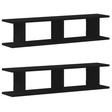 Rafturi de perete 2 buc Stejar negru 90x18x20 cm Lemn prelucrat - Img 2