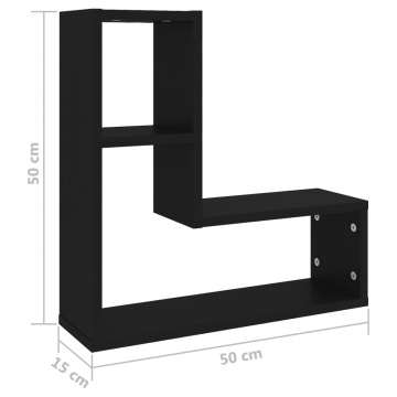 Rafturi de perete, 2 bucăți, negru, 50x15x50 cm, PAL - Img 6