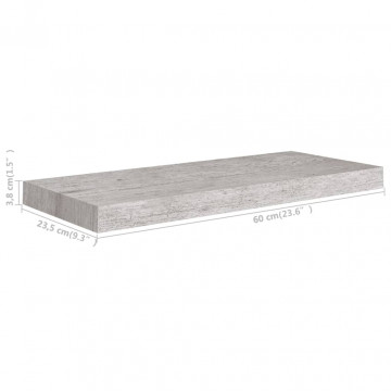 Rafturi de perete, 4 buc., gri beton, 60x23,5x3,8 cm, MDF - Img 7