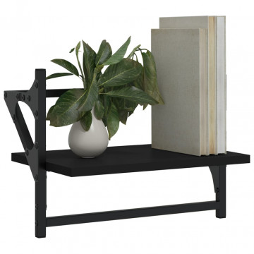 Rafturi de perete cu bare, 2 buc, negru, 40x25x30 cm - Img 3