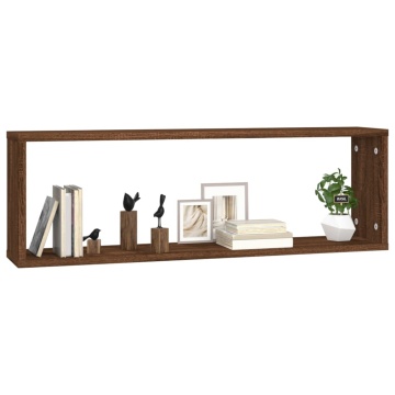 Rafturi de perete cub, 2 buc. stejar maro, 80x15x26,5 cm, lemn - Img 3