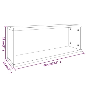 Rafturi de perete cub, 6 buc., gri sonoma, 60x15x23 cm, lemn - Img 7