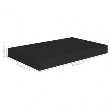 Rafturi de perete suspendate 2 buc., negru, 40x23x3,8 cm, MDF - Img 7