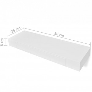 Rafturi de perete suspendate cu sertare, 2 buc., alb, 80 cm - Img 6