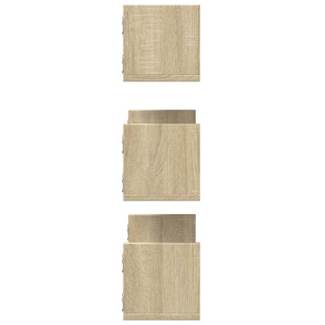 Rafturi perete 3 buc. stejar sonoma 58x18x18 cm lemn prelucrat - Img 8