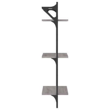Rafturi perete 3 niveluri cu bare 2 buc. gri sonoma 30x25x100cm - Img 5