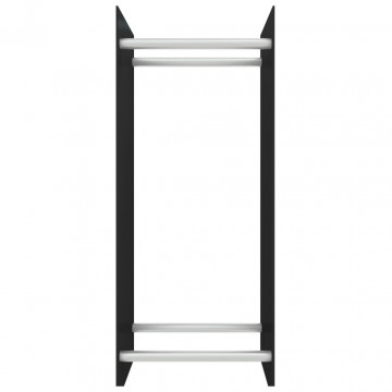 Rastel lemne de foc negru 40x35x100 cm sticlă securizată - Img 3