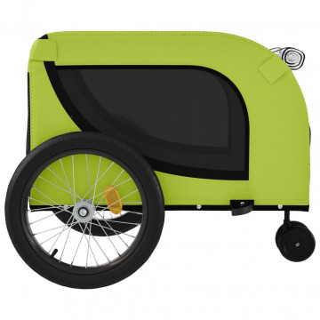 Remorcă bicicletă animale companie, verde/negru, oxford/fier - Img 5