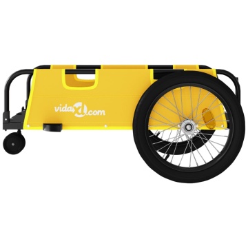 Remorcă bicicletă, galben și negru, țesătură oxford și fier - Img 5