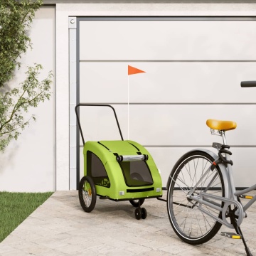 Remorcă de bicicletă animale companie, verde textil oxford/fier - Img 1