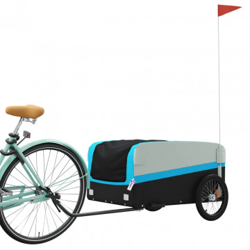 Remorcă pentru biciclete, negru și albastru, 45 kg, fier - Img 3