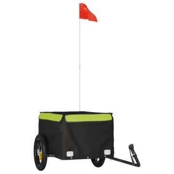 Remorcă pentru biciclete, negru și verde, 30 kg, fier - Img 2