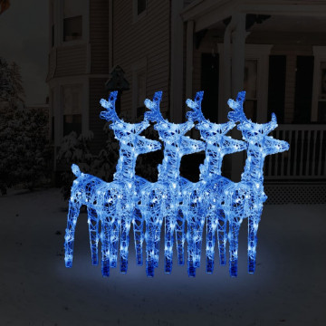 Reni de Crăciun, 4 buc., albastru, 160 LED-uri, acril - Img 1