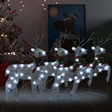 Reni de Crăciun, 4 buc., argintiu, 80 LED-uri - Img 1